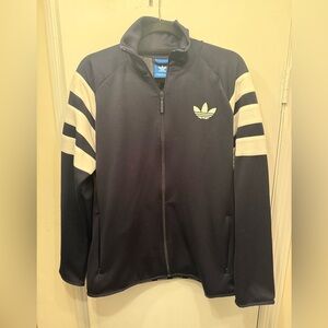 Adidas Navy and White Track Jacket